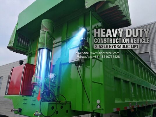 3 trục phía trước thang máy thủy lực Semi Dump 24CBM Tải xuống hiệu quả cao với một tấm ván