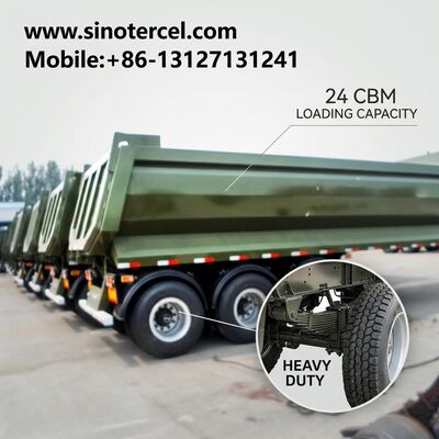 Công việc nặng Hydraulic 3 trục Tipper Semi Trailer vận chuyển an toàn