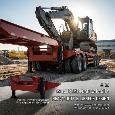 Dòng xe bán thấp 60t 3 trục Dòng xe thấp kéo thùng chứa áp dụng trong khu vực giới hạn chiều cao lái xe mượt mà
