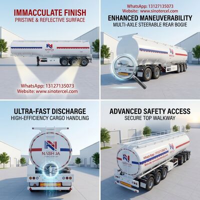 3Axles White Oil Tank Semi Trailer Với Capacity Loading 45CBM